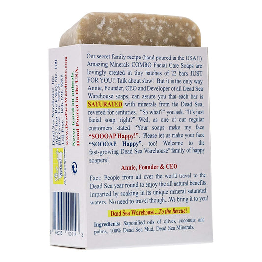 Dead Sea Warehouse - Dead Sea Combo Facial Care Bar - Face Soap For Women And Men - Clarifying Dead Sea Mud & Salt Soap For Combination Skin, Handmade & Unscented, 3.5 Oz