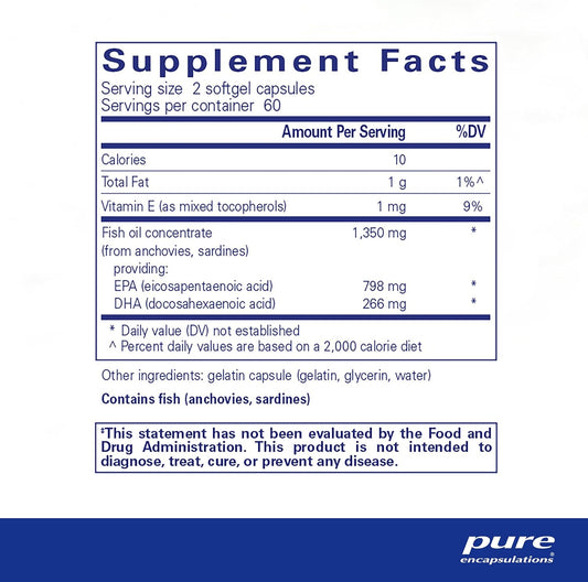 Pure Encapsulations Epa Ultimate - Eco-Friendly Supercritical Co2 Extracted Epa Fish Oil Concentrate - 120 Softgel Capsules