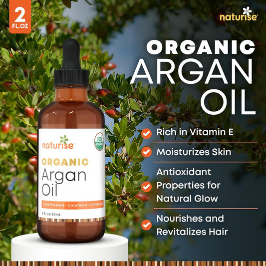 Usda Organic Argan Oil For Hair & Skin – 100% Pure Argan Oil Of Morocco For Face, Skin Moisture & Hair Growth – Vegan, Non-Gmo, Cold Pressed & Unrefined Oils In Glass Bottle (4 Fl. Oz.)