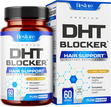 Dht Blocker Hair Growth Support Supplement - Supports Healthy Hair Growth, Healthy Thick Strong Hair - Saw Palmetto + Hair Vitamins For Women & Men - May Support Healthy Dht Levels - Low Loss Capsules