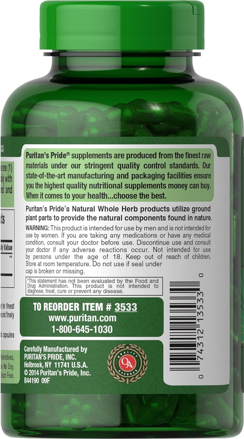 Puritan's Pride Saw Palmetto 450 Mg, Supports Prostate and Urinary Health, 200 Count : Health & Household