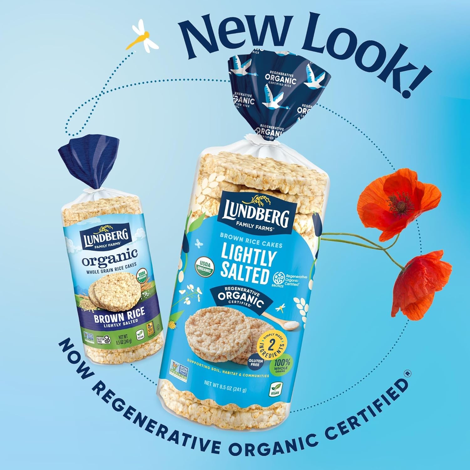 Lundberg Rice Cakes, Organic Lightly Salted, 6-Pack – Regenerative Organic Certified Rice Cakes, Healthy Snacks, Gluten Free & Vegan, 8.5 Oz Ea : Grocery & Gourmet Food