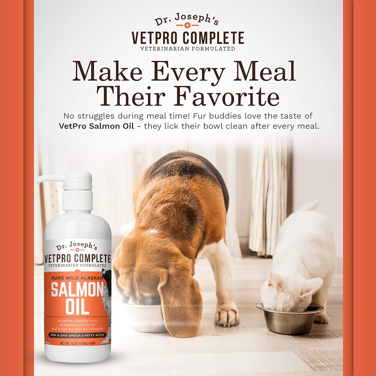 VetPro 100% Pure Wild Alaskan Salmon Oil Supplement for Dogs & Cats, 16 Ounces, Omega 3 & 6 Liquid Fish Oil, Supports Healthy Coat & Joints, Helps Dry Skin & Allergies, Add to Food : Pet Supplies