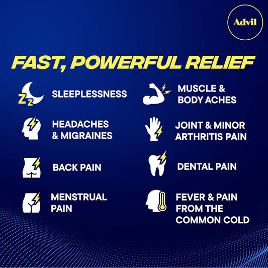 Advil Pm Pain Reliever And Nighttime Sleep Aid, Pain Medicine With Ibuprofen For Pain Relief And Diphenhydramine Citrate For A Sleep Aid - 50X2 Coated Caplets