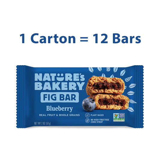 Nature'S Bakery Whole Wheat Fig Bars, Blueberry, Real Fruit, Vegan, Non-Gmo, Snack Bar, Twin Packs- 12 Count