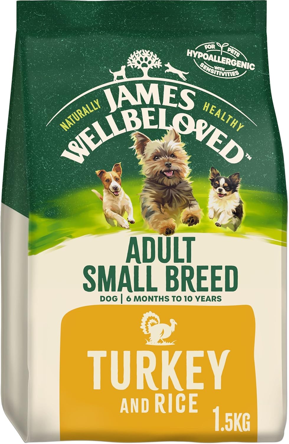 James Wellbeloved Adult Small Breed Turkey and Rice 1.5 kg Bag, Hypoallergenic Dry Dog Food?02JWSBT1