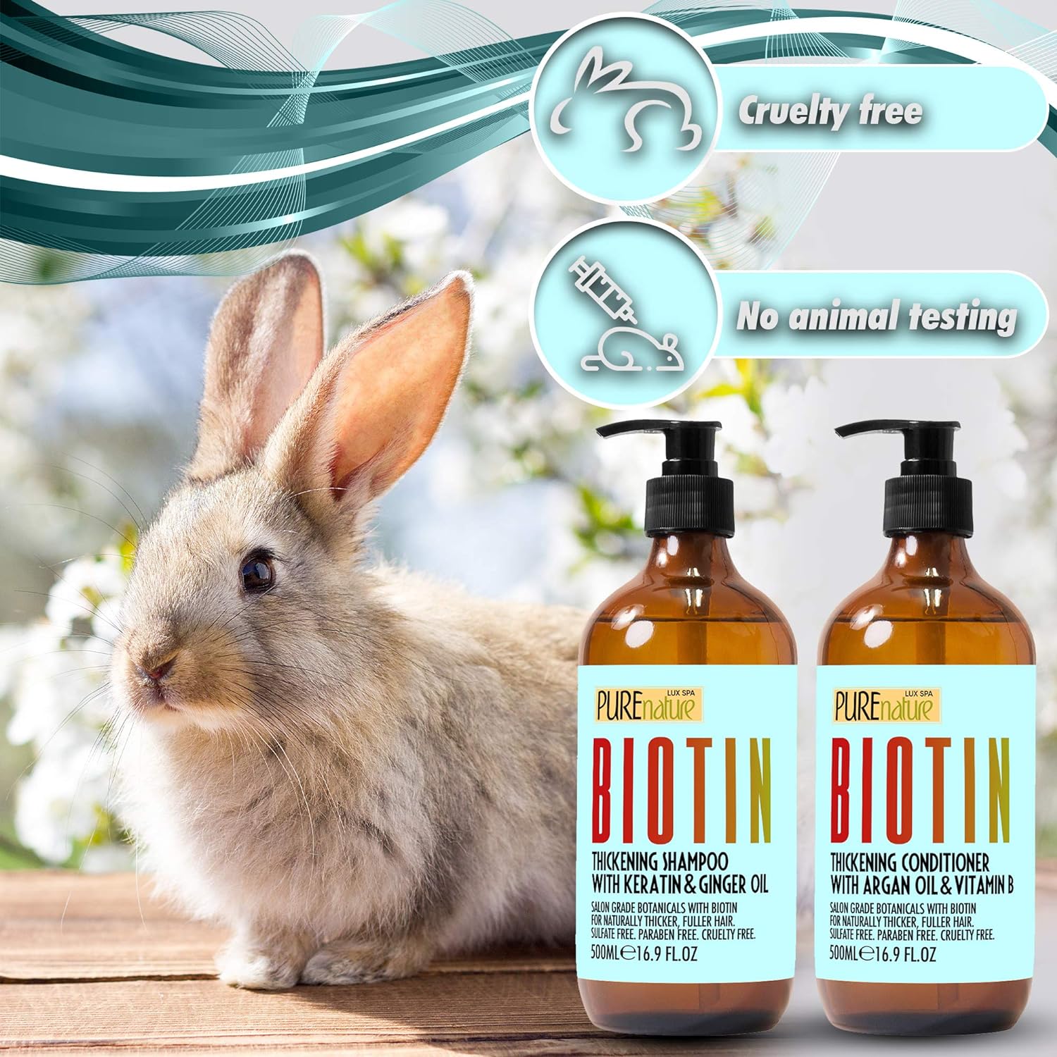 Biotin Shampoo and Conditioner Set - Sulfate Free Thickening Deep Treatment with Morrocan Argan Oil - Deep Moisturizing Treatment for Dry, Damaged Hair - For Women and Men : Beauty & Personal Care