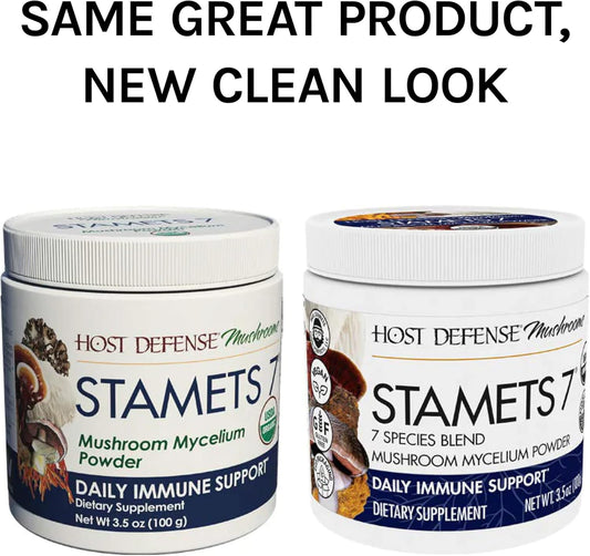 Host Defense, Stamets 7 Mushroom Powder, Daily Immune Support, Mushroom Supplement, 3., Plain