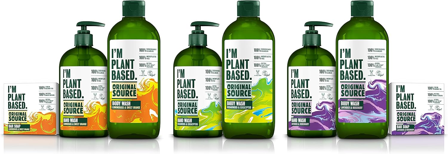 Original Source I'm Plant Based Lavender & Rosemary Shower Gel, 100% Natural Fragrance, Vegan, Cruelty Free Body Wash, Bulk Buy, Pack of 6 x 335ml : Amazon.co.uk: Beauty