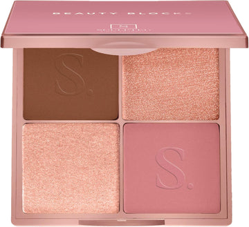 Beauty Blocks 4-In-1 Face Palette From Sculpted By Aimee (Deep) - Vegan Bronzer, Blusher, Powder & Cream Highlighters To Define And Glow