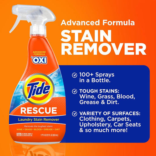 Tide Laundry Stain Remover With Oxi, Rescue Clothes, Upholstery, Carpet And More From Tough Stains, Enzyme Stain Remover, Travel Essential Spray, 3Oz (Pack Of 3)