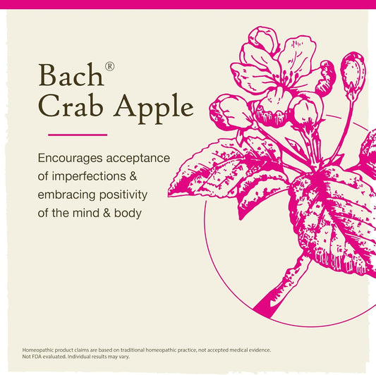 Bach Original Flower Remedies, Crab Apple For Accepting Imperfections (Non-Alcohol Formula), Natural Homeopathic Flower Essence, Holistic Wellness And Stress Relief, Vegan, 10Ml Dropper