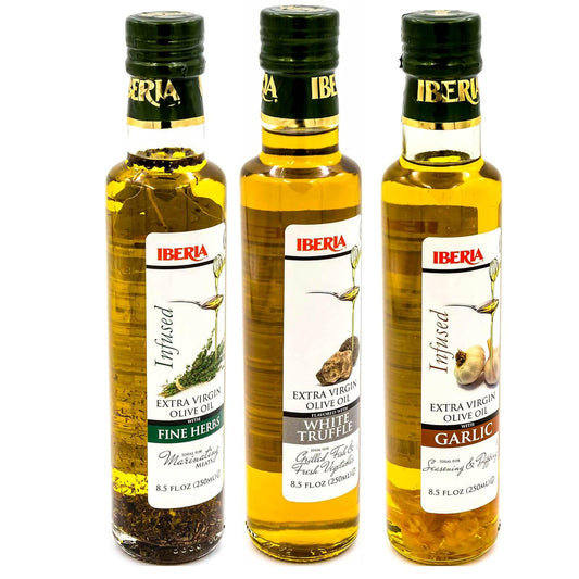 Iberia Infused Extra Virgin Olive Oils, White Truffle, Garlic, Fine Herbs, 8.5 Fl Oz (Pack Of 3)