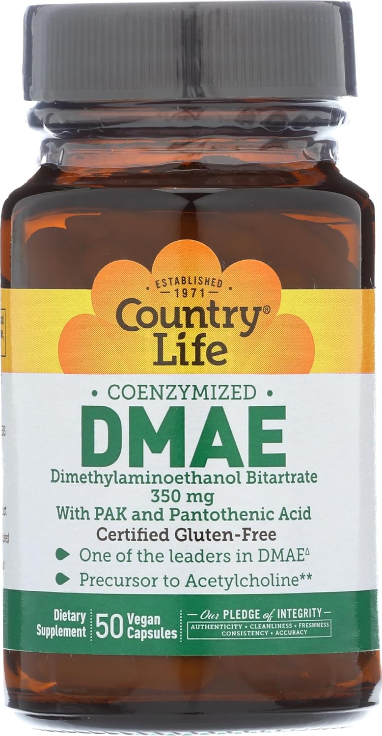 Country Life - Coenzymed Dmae With Pak And Pantothenic Acid, 350 Mg - 50 Vegan Capsules
