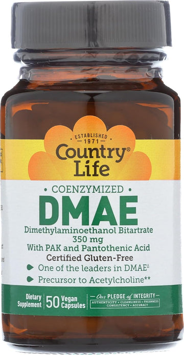 Country Life - Coenzymed Dmae With Pak And Pantothenic Acid, 350 Mg - 50 Vegan Capsules