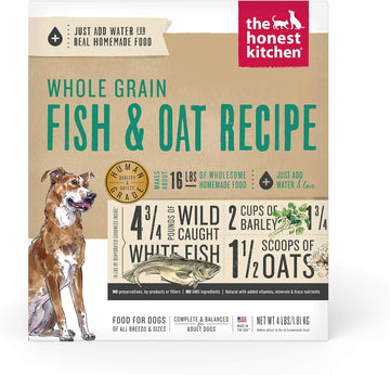 The Honest Kitchen Dehydrated Whole Grain Fish & Oats Dog Food, 4 Lb Box, 4.00 Pound (Pack Of 1)