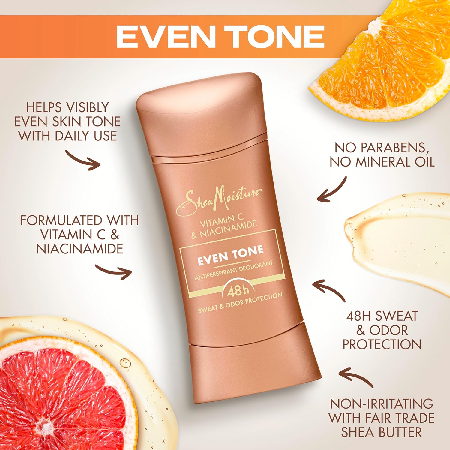 SheaMoisture Antiperspirant Deodorant Stick Even Tone Vitamin C & Niacinamide 2 Count for 48HR Sweat & Odor Protection with No Parabens & No Mineral Oil 2.6 oz : Beauty & Personal Care