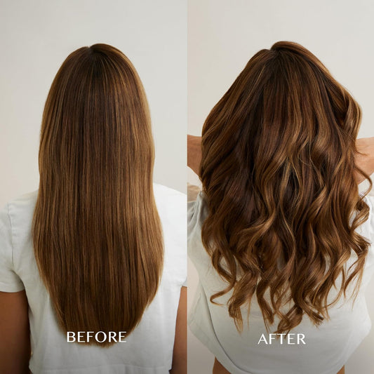 Kristin Ess Hair Nanoblack 11/4 Inch Automatic Ceramic Curling Iron + Style Assist Blow Dry Heat Protectant Spray - Dual Voltage Hair Styling Beach Waver + Curler - Smooth Barrel + Digital Display