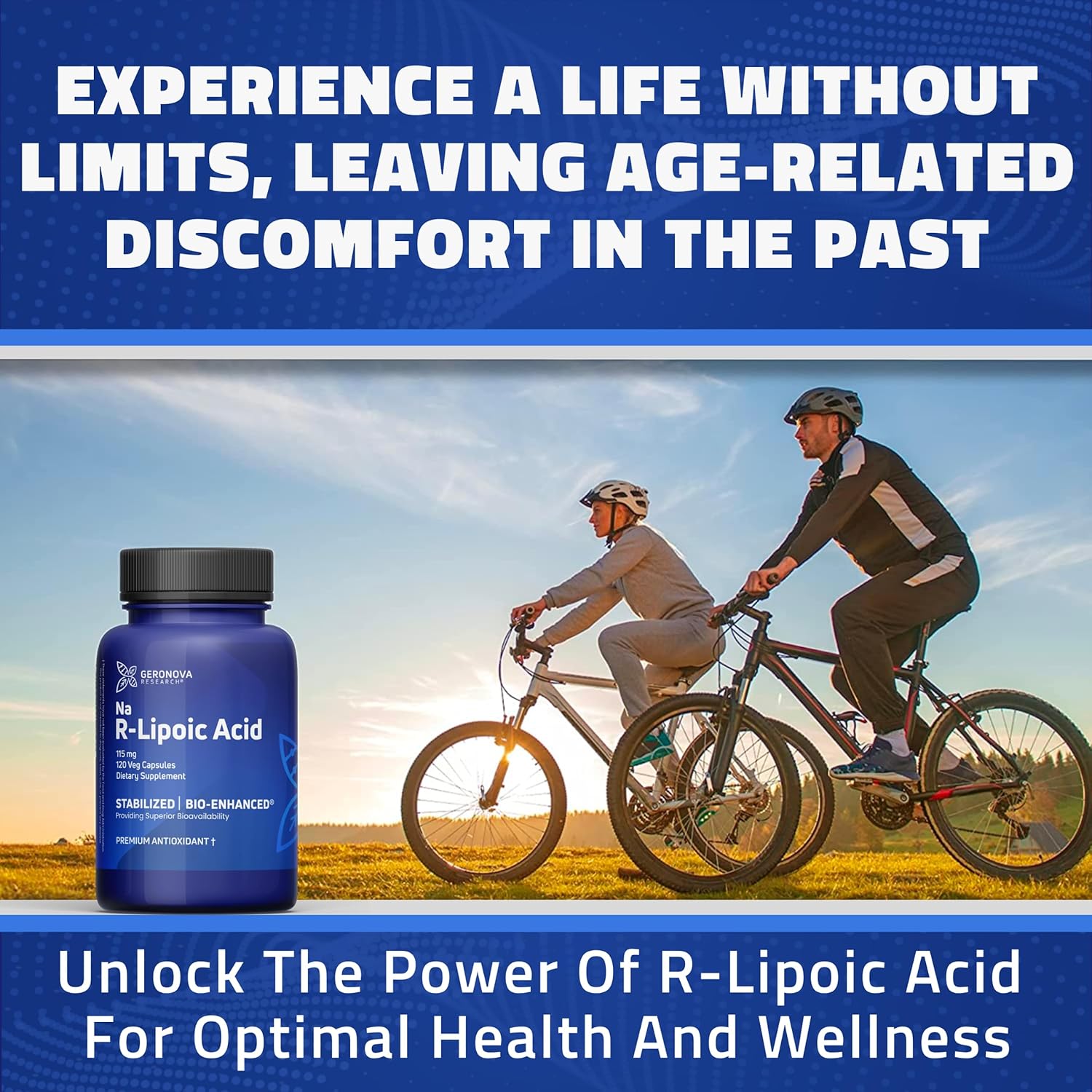 Geronova Research Bio-Enhanced R-Lipoic Acid, 115 Mg Capsules - 4 Month Supply - Stabilized R Alpha Lipoic Acid Supplement With Enhanced Absorption - 120 Count : Health & Household