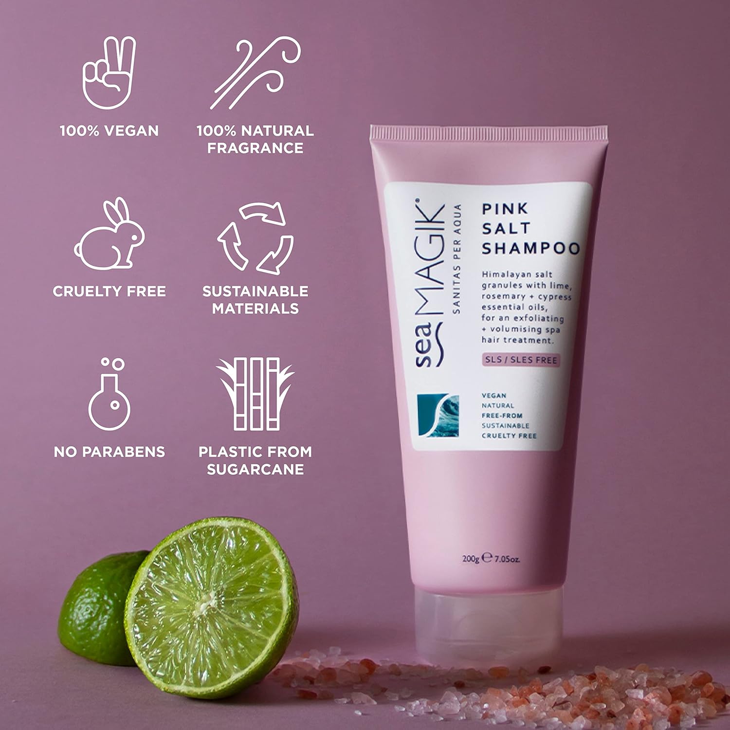 Sea Magik Pink Salt Shampoo With Mineral-Rich Himalayan And Dead Sea Salt Granules 7.05 Oz/ 200G : Beauty & Personal Care