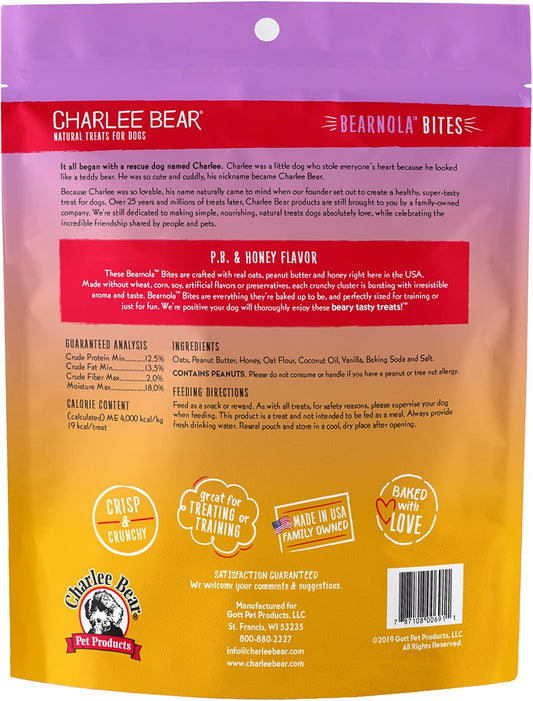 Charlee Bear Bearnola Bites Dog Treats, P.B. & Honey Flavor, 8Oz