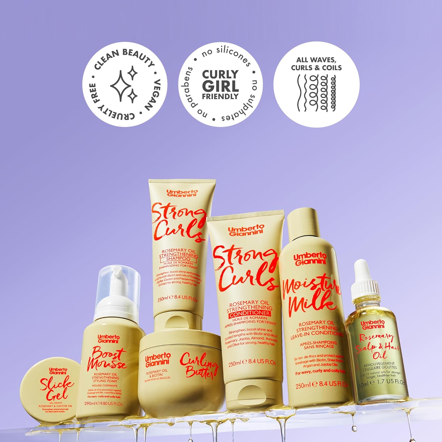 Umberto Giannini Curly Hair Routine Kit Strong Curls Strengthen + Hold for Curly, Coily, Wavy Hair - Includes Curl Cream, Mousse & Edge Gel : Amazon.co.uk: Beauty