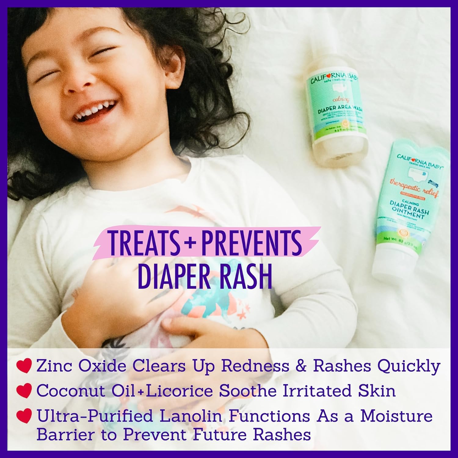 California Baby Calming Diaper Rash Cream | Zinc Oxide Ointment | 100% Bio-Based | Calming Lavender Scent | Hypoallergenic | Soothing Diaper Rash Cream For Baby | 82 G / 2.9 Oz