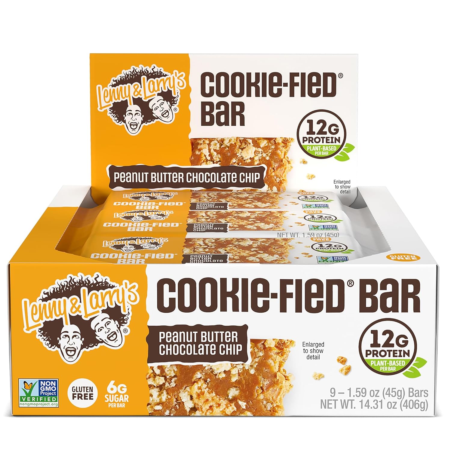 Lenny & Larry'S Cookie-Fied Bar, Peanut Butter Chocolate Chip, 45G - Plant-Based Protein Bar, Vegan And Non-Gmo, Pack Of 9