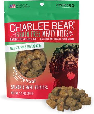 Charlee Bear Meaty Bites Dog Treats, Salmon & Sweet Potatoes, 2.5Oz