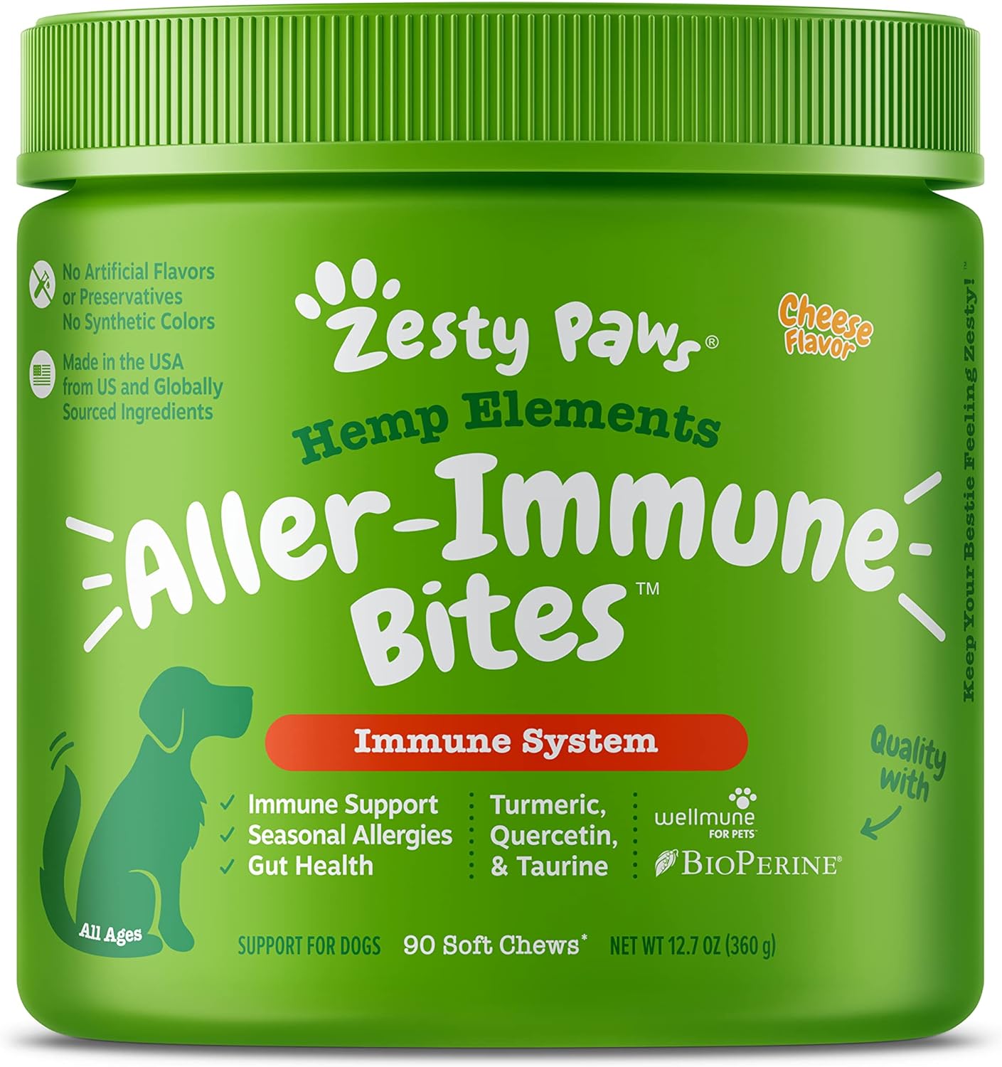 Zesty Paws Dog Allergy Relief - Anti Itch Supplement - Omega 3 Probiotics for Dogs - Salmon Oil Digestive Health - Soft Chews for Skin & Seasonal Allergies - with Epicor Pets – Hemp - 90 Count…