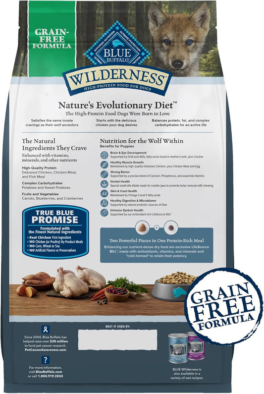 Blue Buffalo Wilderness Puppy High-Protein Dry Dog Food With Real Chicken, Grain-Free, Made In The Usa With Natural Ingredients, Chicken, 4.5-Lb. Bag