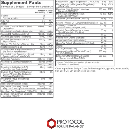 Protocol Ortho Multi - Antioxidants, Bone Health, Multivitamin for Women - 90 Softgels