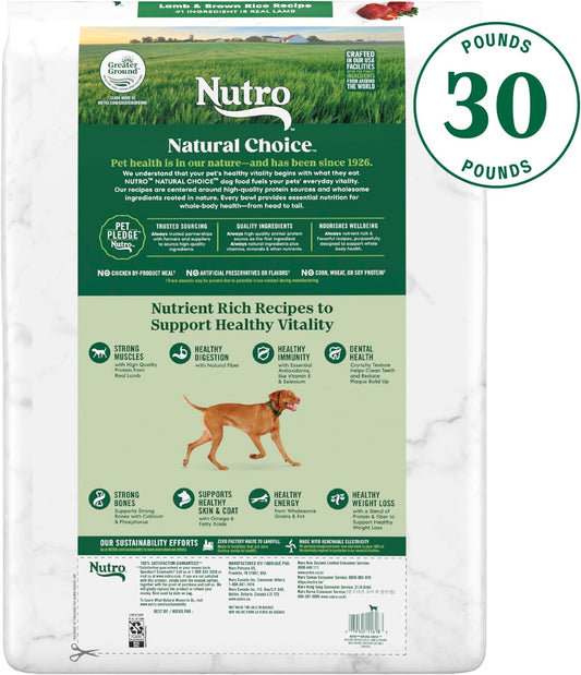 Nutro Natural Choice Adult Healthy Weight Dry Dog Food, Lamb And Brown Rice Recipe, 30 Lbs