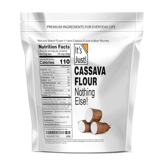 It'S Just - Cassava Flour, 4Lb, Made From Real Yucca Root, Non-Gmo, Gluten Free Baking, Tapioca Substitute