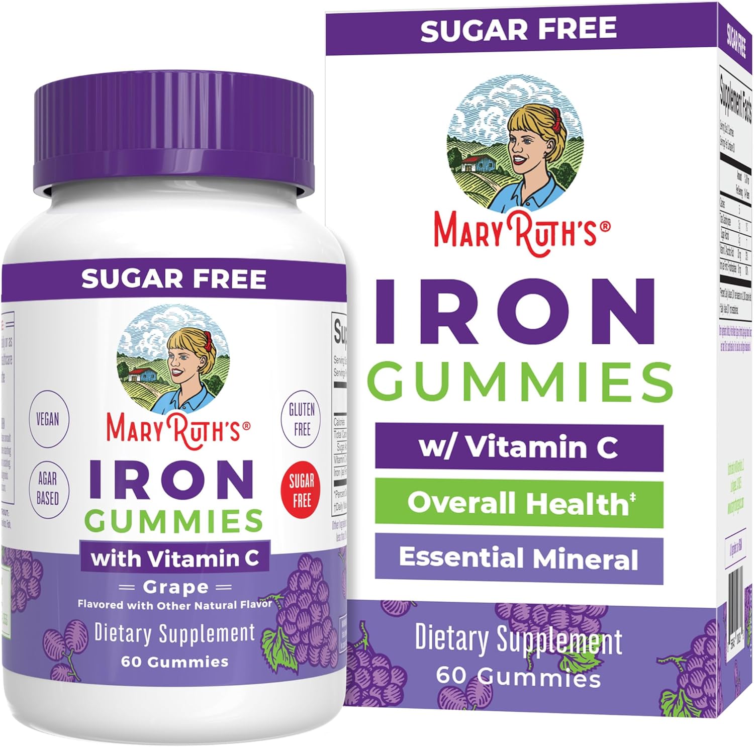 Maryruth'S Iron Suppleme Nt Gummies For Adults | Sugar Free | Gummy Iron Supplements + Vitamin C For Ages 14+ | Iron Supplement For Iron Deficiency | Immune Support | Vegan | Non-Gmo | 60 Count