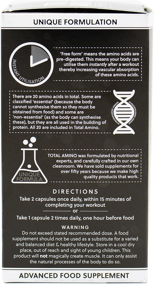 Total Amino - Full Spectrum Amino Acids Capsules - Bcaa - Eaa - Free Form - 120 Vegan Capsules - G&G Vitamins