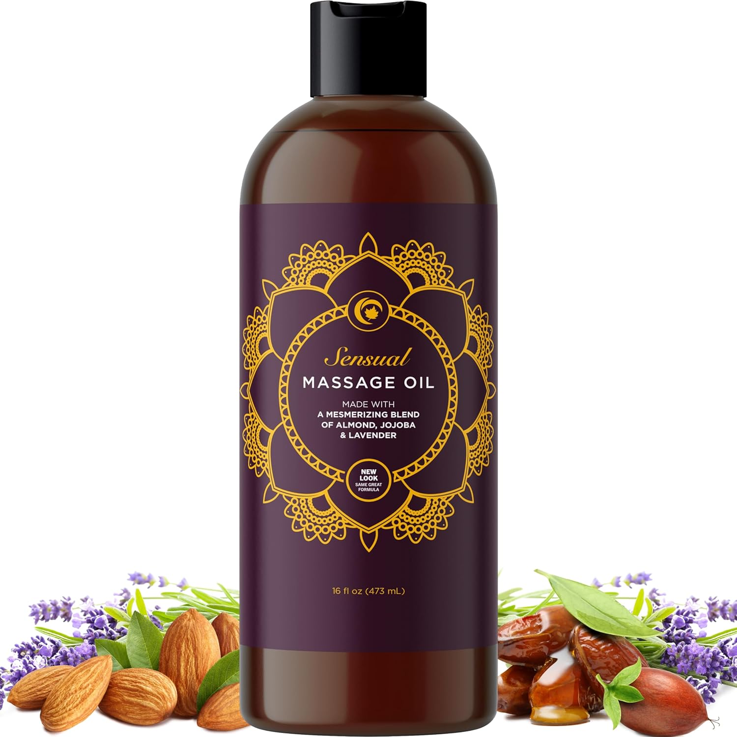 Aromatherapy Sensual Massage Oil For Couples - Relaxing Full Body Massage Oil For Date Night With Sweet Almond Oil - Vegan Lavender Massage Oil For Massage Therapy Smooth Gliding Formula 16 Fl Oz