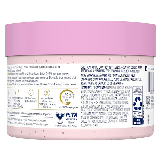 Dove Body Scrub White Peach & Crushed Rice 3 Count For Visibly Silky-Smooth, Nourished Skin, With ¼ Moisturizing Cream