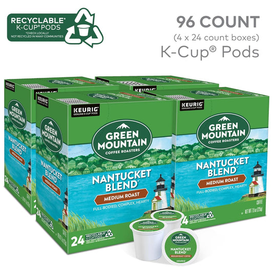 Green Mountain Coffee Roasters Nantucket Blend Keurig Single-Serve K-Cup Pods, Medium Roast Coffee, 96 Count (4 Packs of 24)