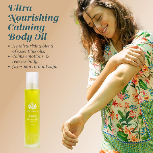 Shankara Calming Body Oil For Women And Men With Avocado, Sesame, Almond, Jasmine, Vetiver, And Borage – Perfect Moisturizing Body Oil For Relaxing Mind And Body. (100Ml/1 Bottle)