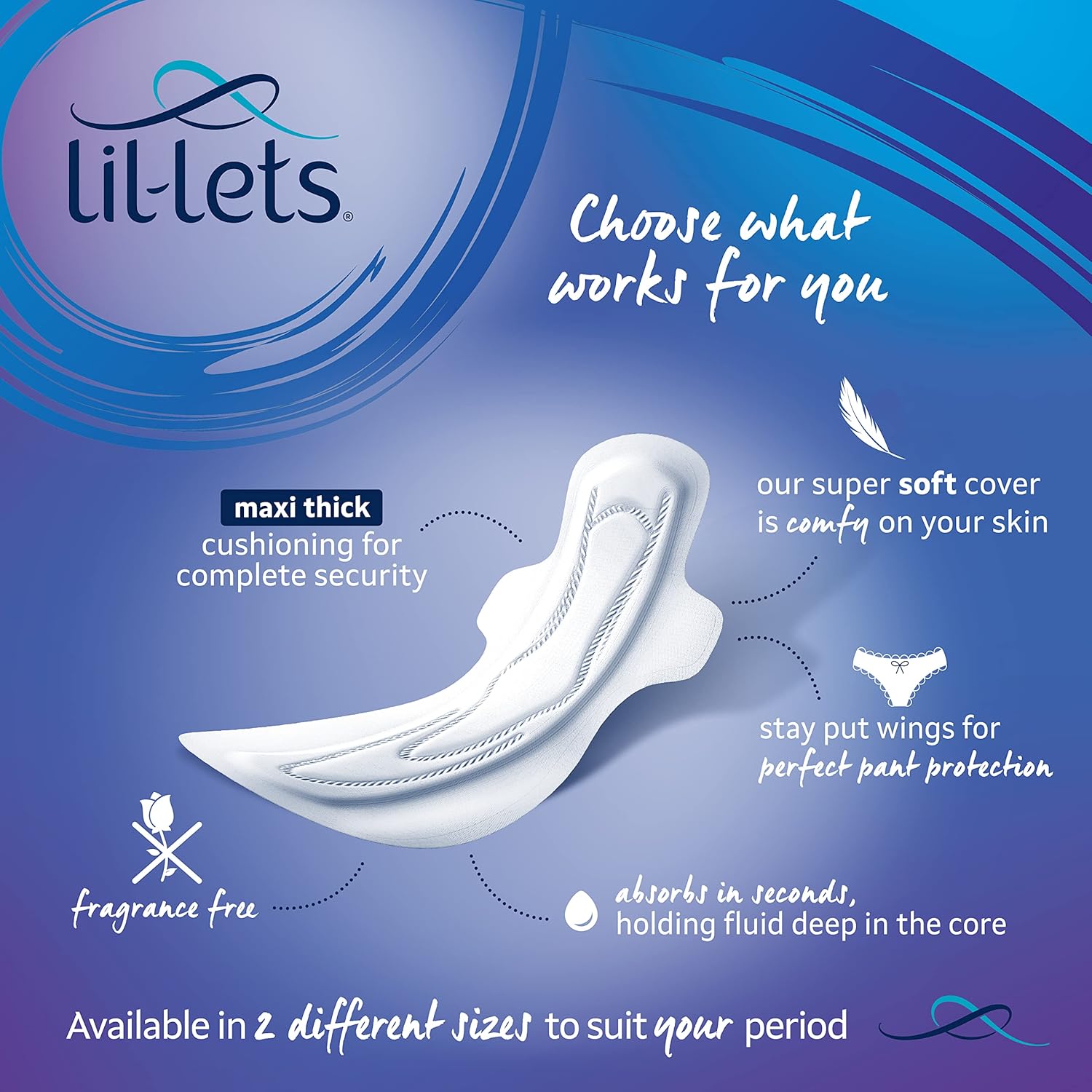 Lil-Lets Maxi Thick Period Pads X 24, Night Absorbency, with Wings, 1 Pack of 24 Maxi Pads, for Very Heavy/Extra Heavy Overnight Flow, Unscented, Nightime Sanitary Towel : Amazon.co.uk: Health & Personal Care