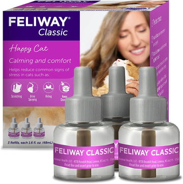 Feliway Classic Cat Calming Pheromone, 30 Day Refill - 3 Pack,Purple