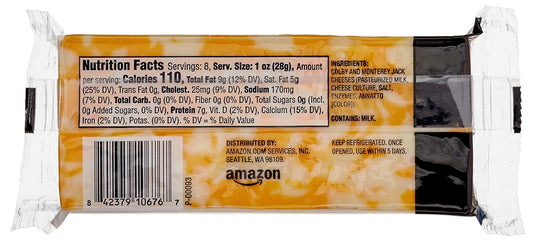 Amazon Brand - Happy Belly Colby Jack Cheese Block, 8 Ounce (Pack Of 1)