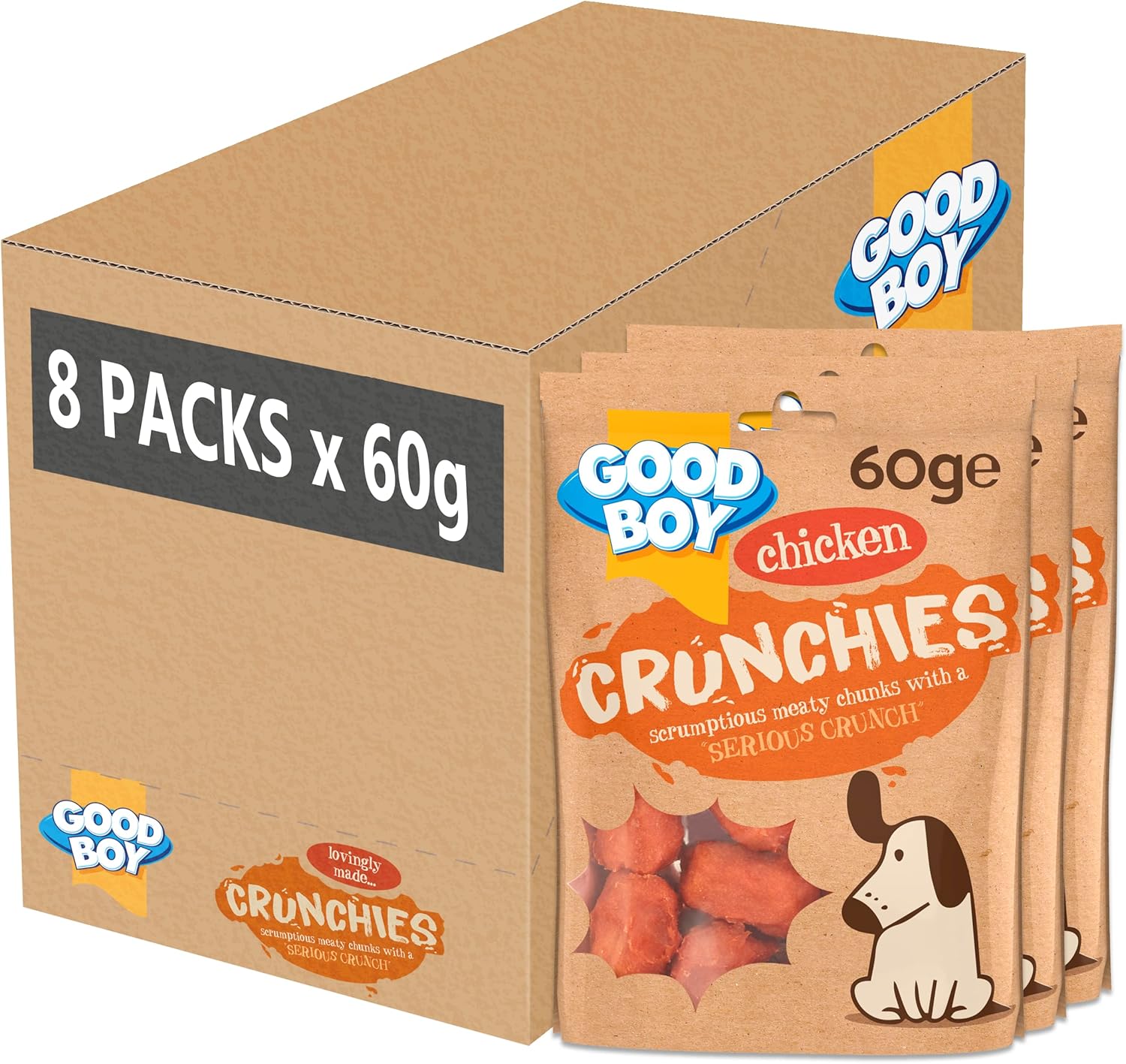 Good Boy Crunchies Chicken - Natural Dog Treats - Training Treats - Bulk Box - 8 X 60G