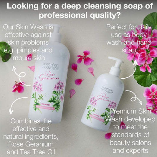 Australian Bodycare Skin Wash Professional 500 Ml | Tea Tree Oil + Rose Body Wash For The Skin | Relieves Spots And Pimples, Acne, Body Odor & Smelly Feet | Effective After Shaving And Waxing