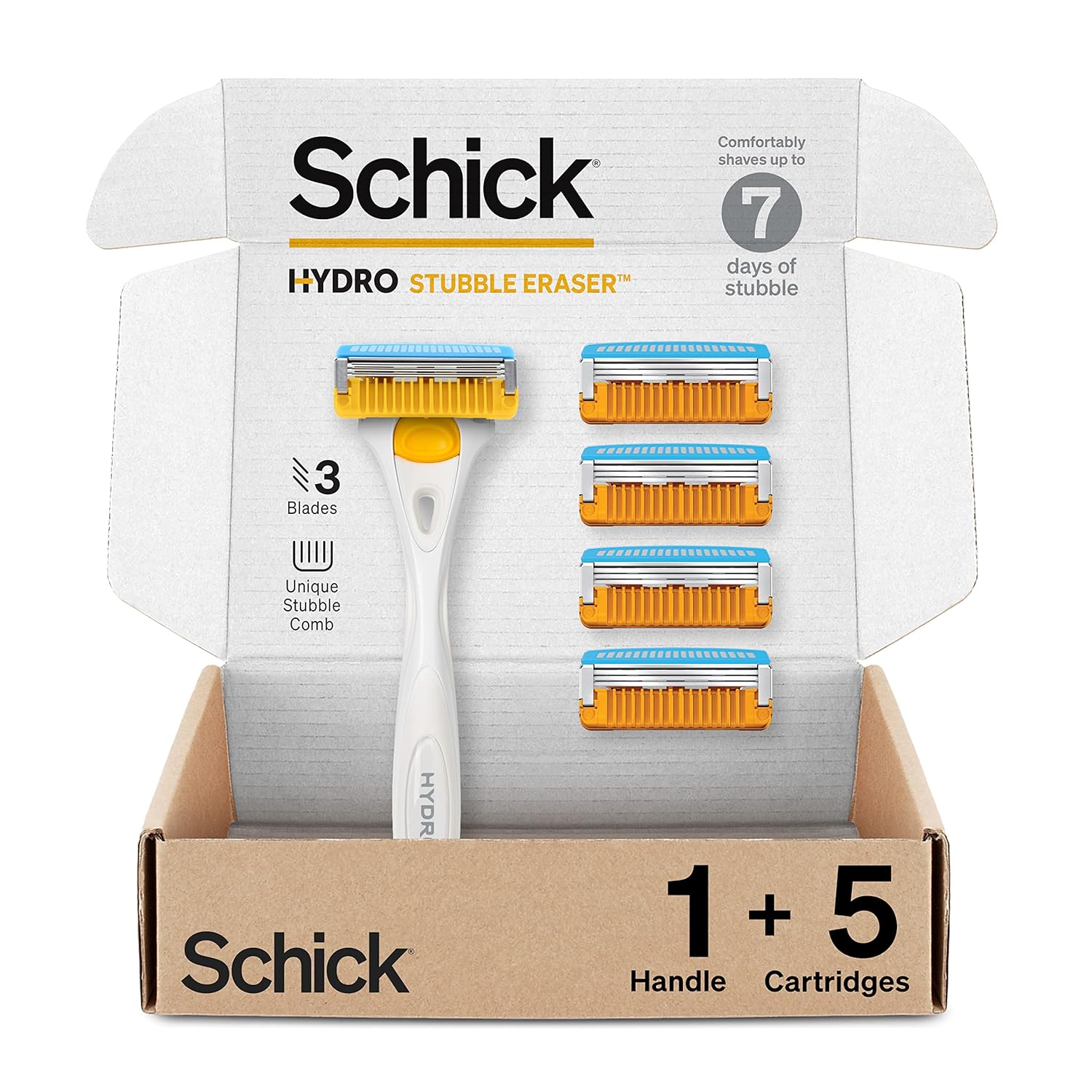 Schick Hydro Stubble Eraser Kit — Schick Stubble Eraser Razor with Refills, Stubble Razor with 5 Razor Blades