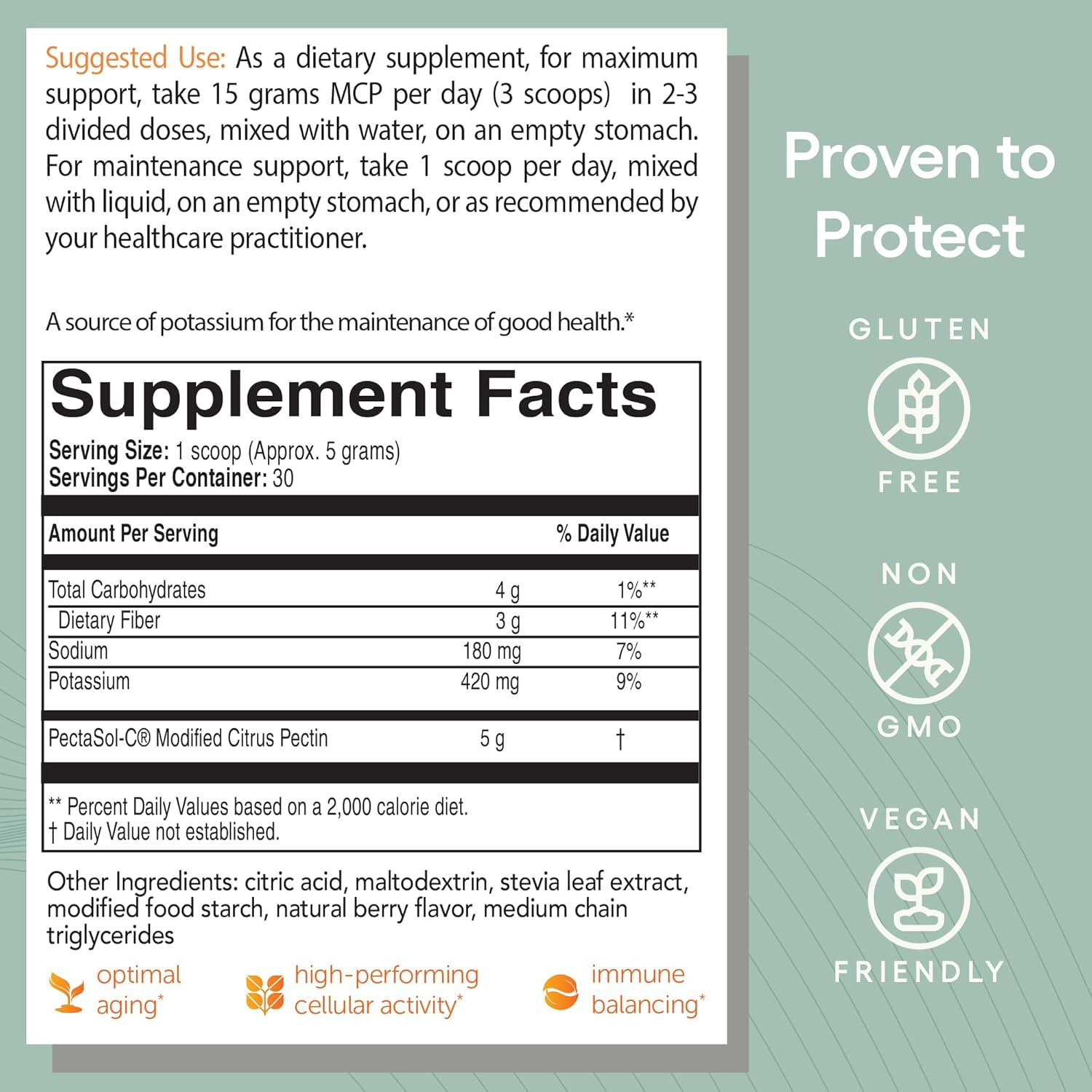 Pectasol Modified Citrus Pectin – 184G Berry Powder – Total-Body Health Supplement To Support The Heart, Immune System, Inflammation Response & Healthy Aging + Maintain Healthy Galectin-3 Levels