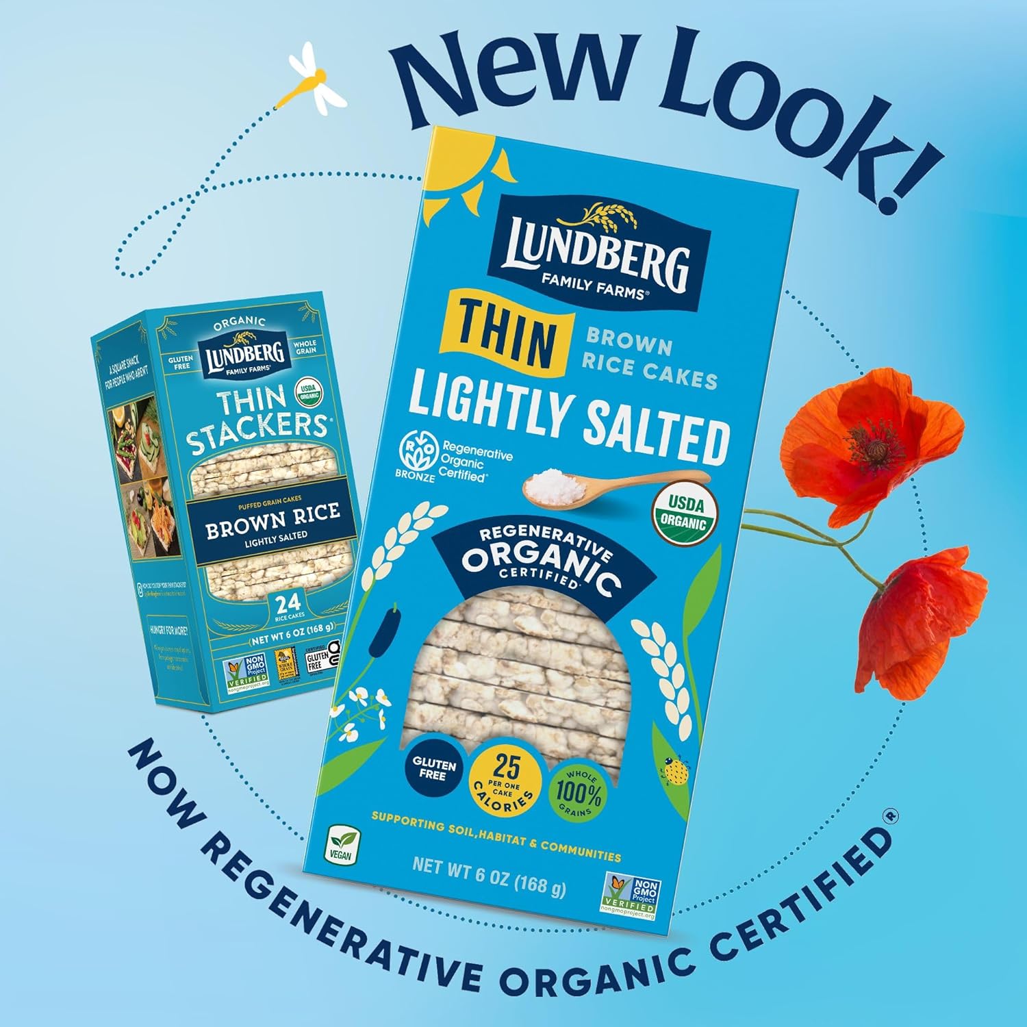 Lundberg Thin Brown Rice Cakes, Lightly Salted, 3-Pack – Regenerative Organic Certified, Healthy Snacks, Vegan, 6 Oz Ea : Grocery & Gourmet Food