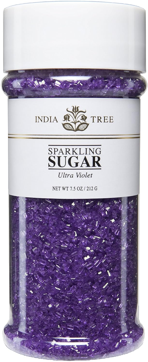 India Tree, Ultra Violet Sparkling Sugar, Large Jar | Shimmery Sprinkles For Baking & Decorating | 7.5 Oz Jar (Pack Of 4)