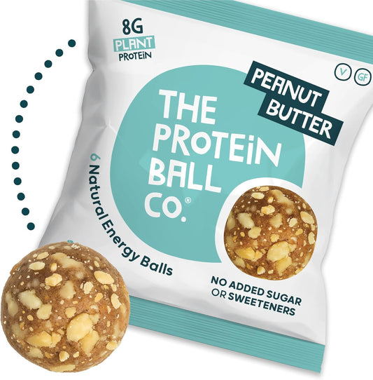 Protein Balls Peanut Butter Flavour By The Protein Ball Co - 100% Natural, Plant Based, Vitamin Enriched, Protein Snacks - 10 X 45G Bags - High Fibre, Gluten Free, No Artificial Sweeteners